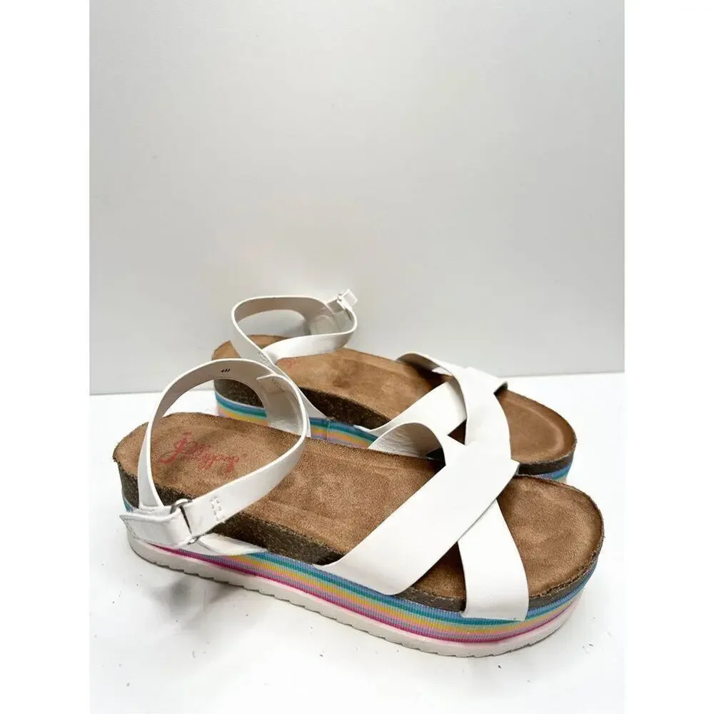 Jellypop Sandals Girls Size 4 White Multicolor Platform‎ Open Toe